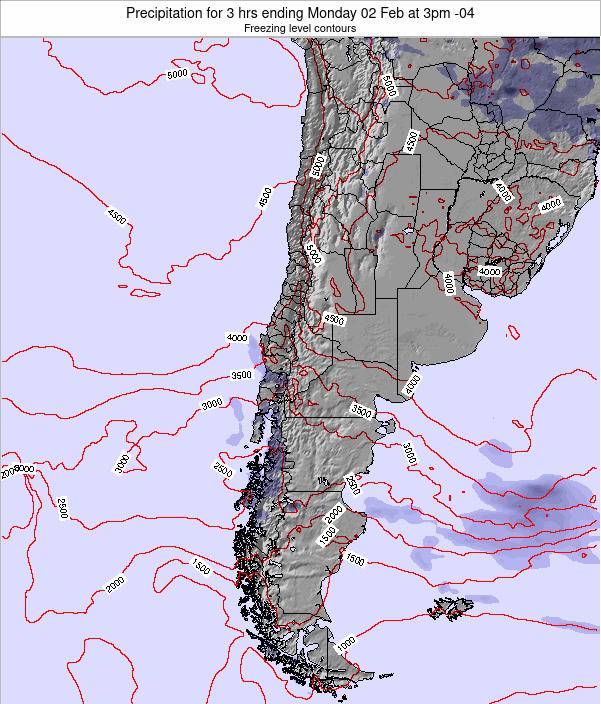 Chile Precipitation for 3 hrs ending Thursday 22 Sep at 9pm CLT