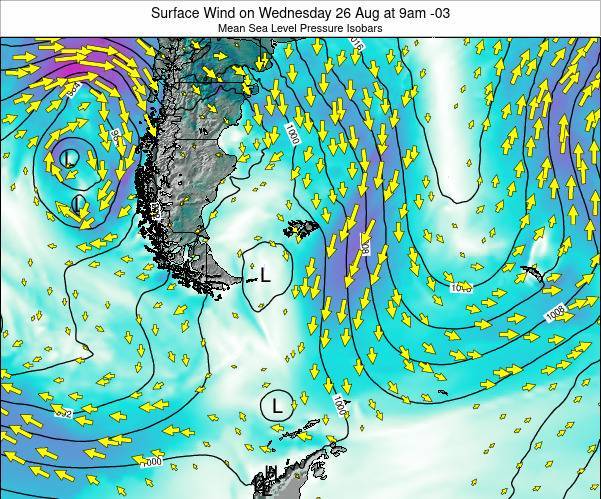 Falkland Islands Surface Wind on Wednesday 28 Jul at 9am FKST