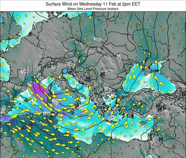 Greece Surface Wind on Monday 23 Aug at 9am EEST