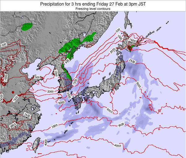 Japan Precipitation for 3 hrs ending Wednesday 31 Jan at 9am JST