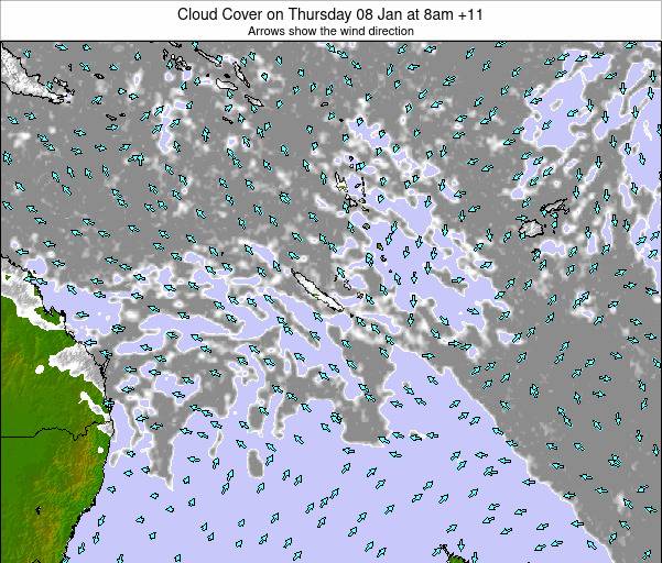 New Caledonia Cloud Cover on Tuesday 04 Jul at 2pm +11