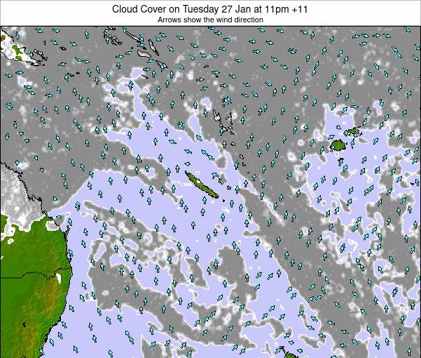 New Caledonia Cloud Cover on Thursday 12 Sep at 11pm +11