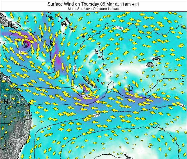 Norfolk Island Surface Wind on Wednesday 24 Mar at 5pm NCT