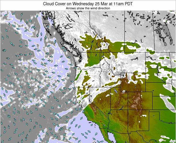 Cloud Cover Forecast Map Oregon Cloud Cover on Saturday 14 Aug at 5pm PDT