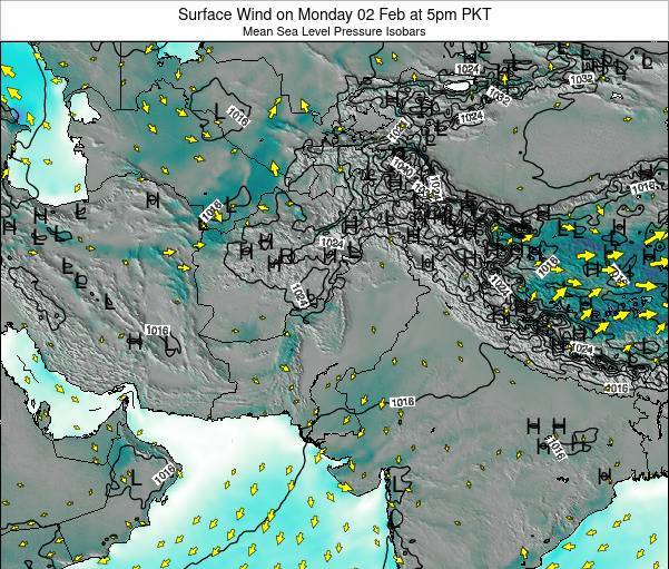 Wind Map Of Pakistan Pakistan Surface Wind on Sunday 31 Jan at 5pm PKT