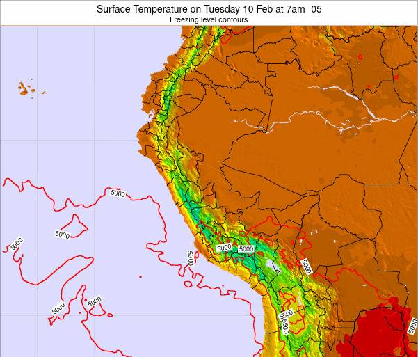 Peru Surface Temperature on Thursday 08 Jul at 1pm PET