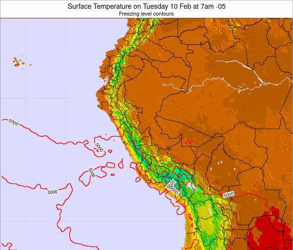 Peru Surface Temperature on Saturday 27 Feb at 1am PET