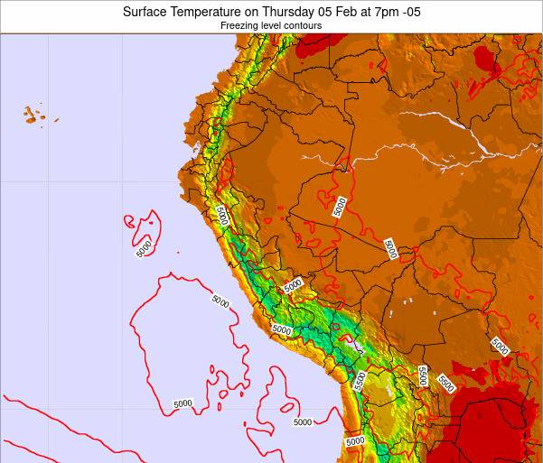 Peru Surface Temperature on Friday 25 Sep at 1am PET