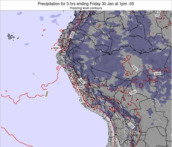 Peru Precipitation for 3 hrs ending Tuesday 27 Jul at 1pm PET