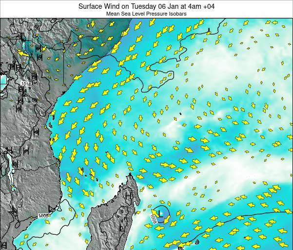 Seychelles Surface Wind on Thursday 19 Jan at 10am +04