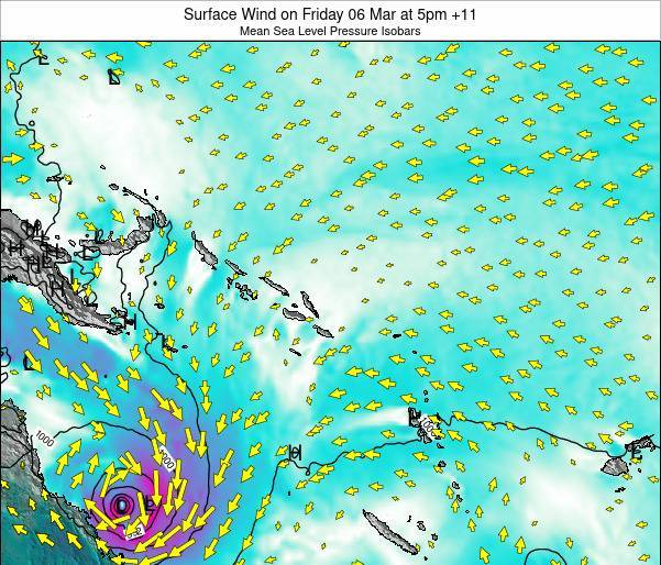 Solomon Islands Surface Wind on Friday 03 Sep at 11pm SBT