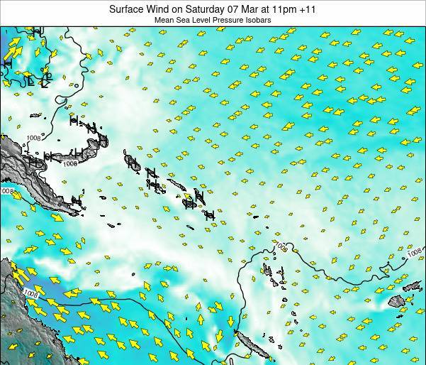 Solomon Islands Surface Wind on Wednesday 10 Mar at 11pm SBT