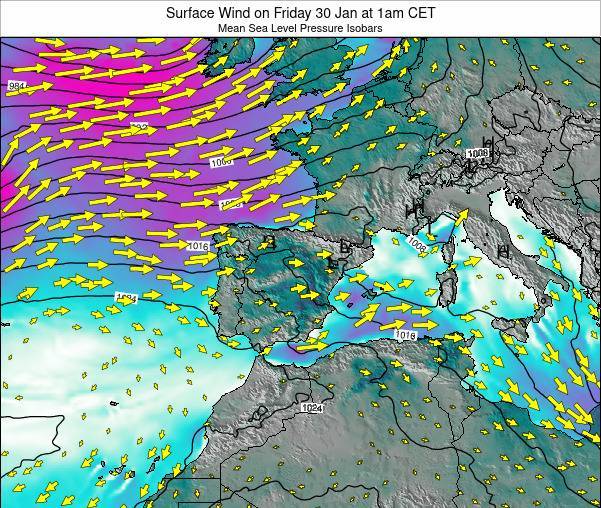 Spain Surface Wind on Sunday 11 Jul at 2pm CEST