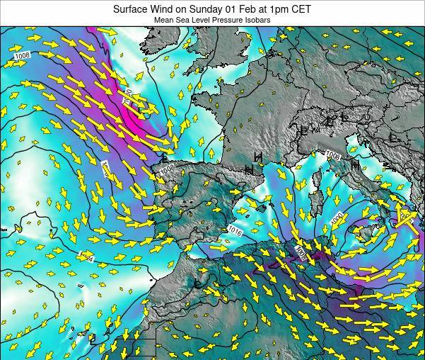 Gibraltar Surface Wind on Monday 02 Aug at 2pm CEST