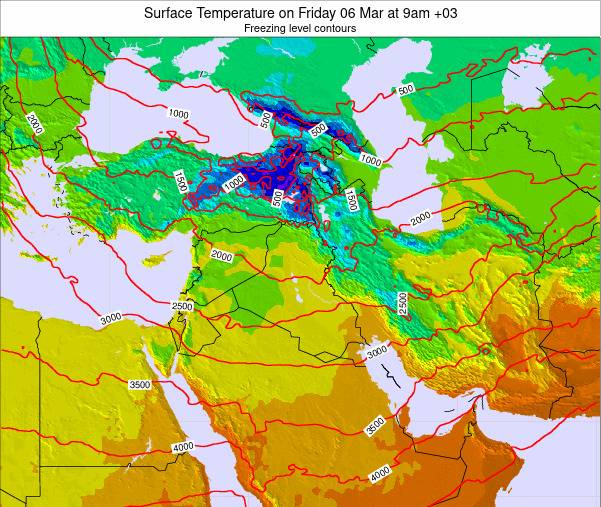 Lebanon Surface Temperature on Sunday 12 Feb at 2pm EET