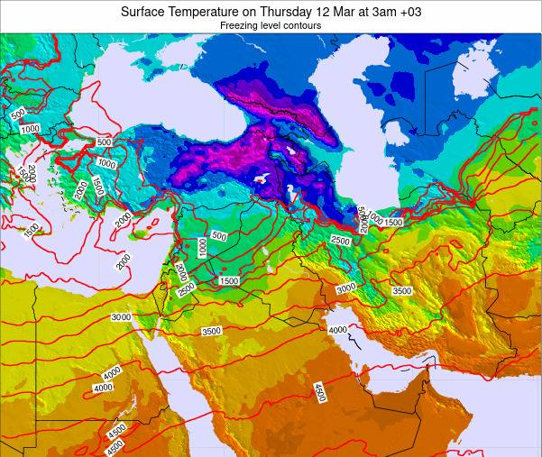 Lebanon Surface Temperature on Sunday 28 Feb at 8am EET