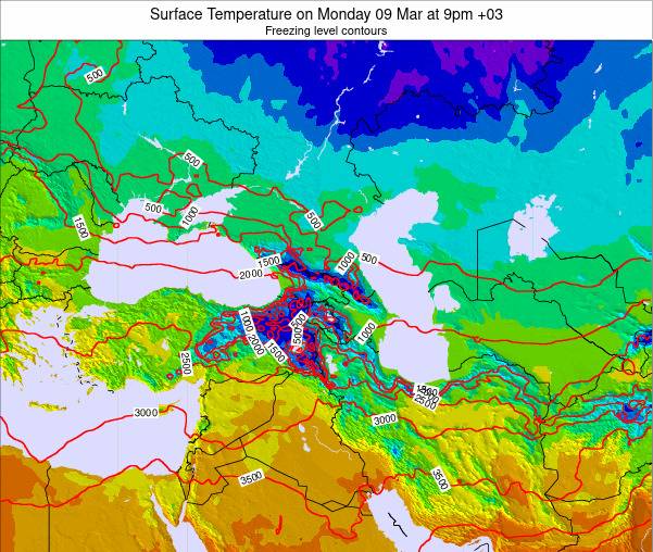 Armenia Surface Temperature on Sunday 29 Aug at 3am EEST