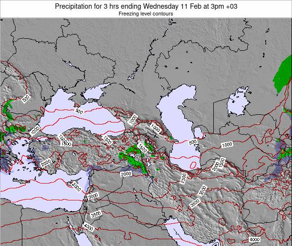 Cyprus Precipitation for 3 hrs ending Monday 15 Mar at 2am EET