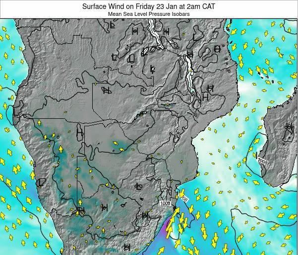 Zimbabwe Surface Wind on Friday 22 Sep at 8pm CAT