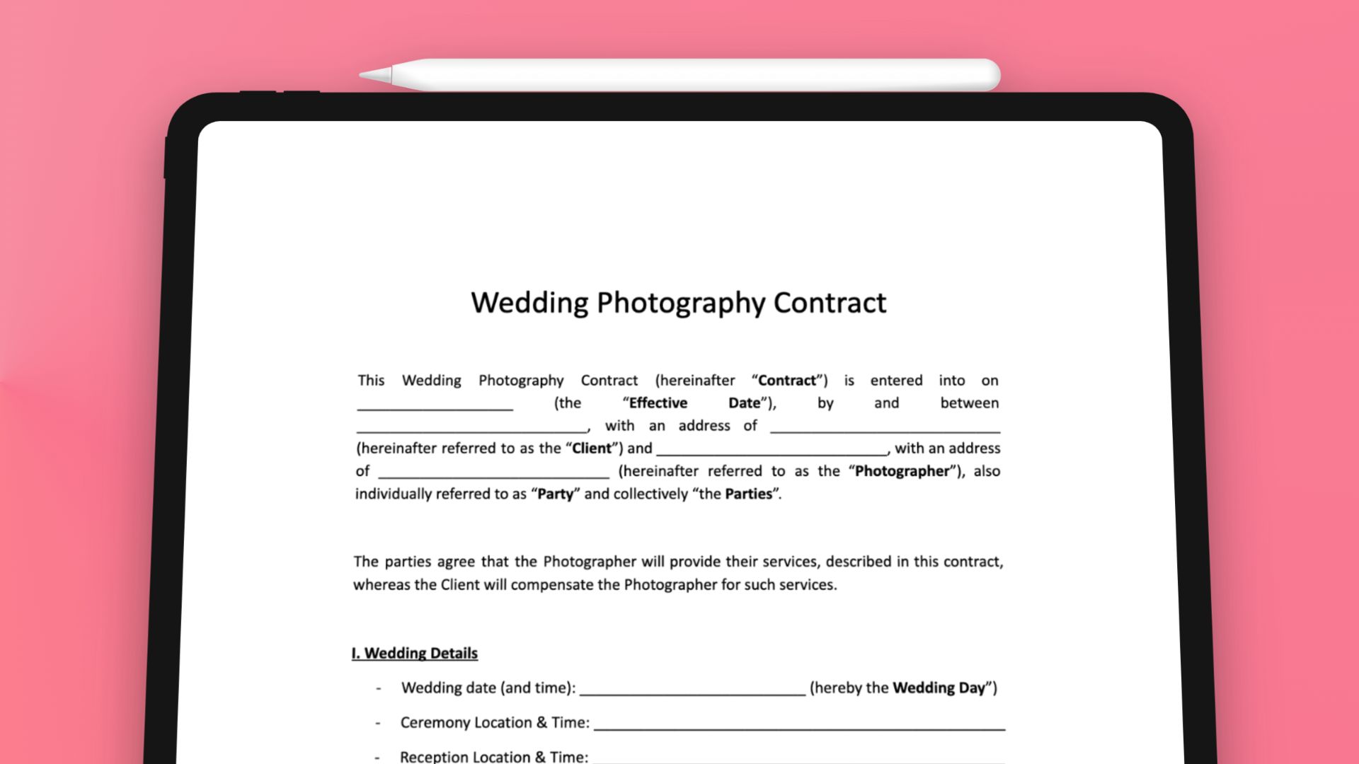 Photographer Contract Templates