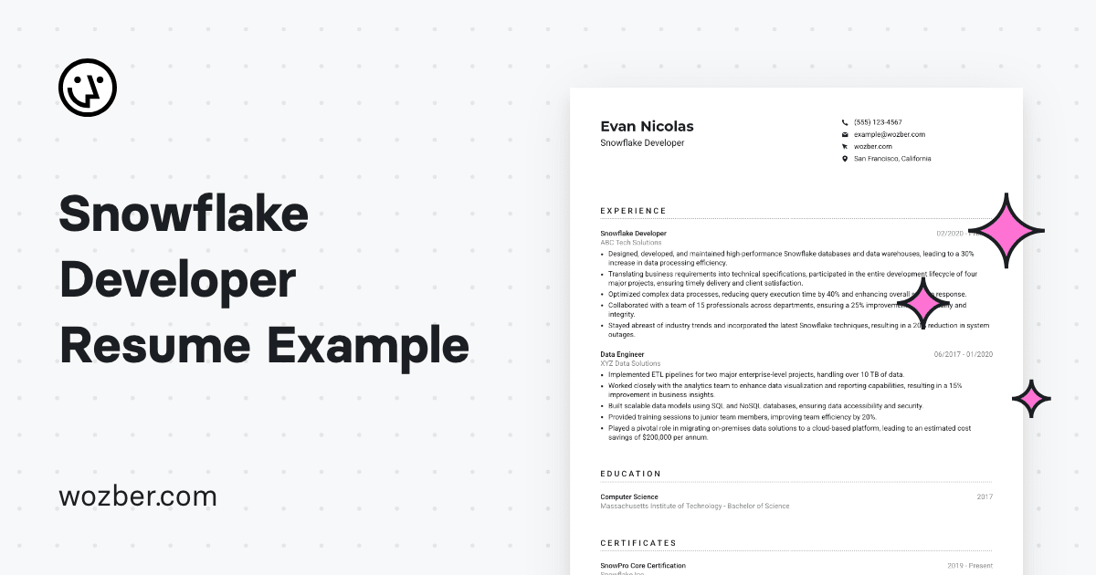 Snowflake Developer Resume Example