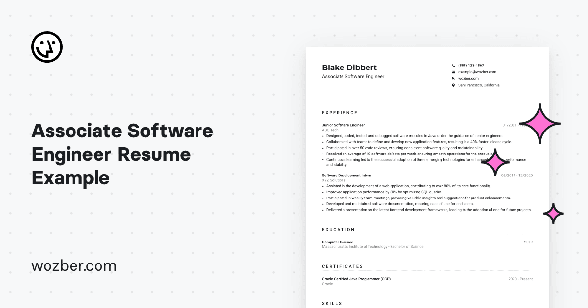 Associate Software Engineer Resume Example