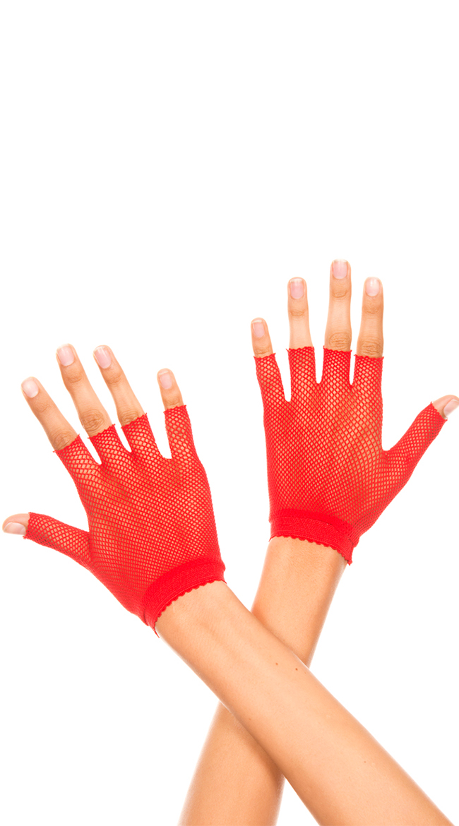 Wrist Length Gloves, Fish Net Mini Gloves