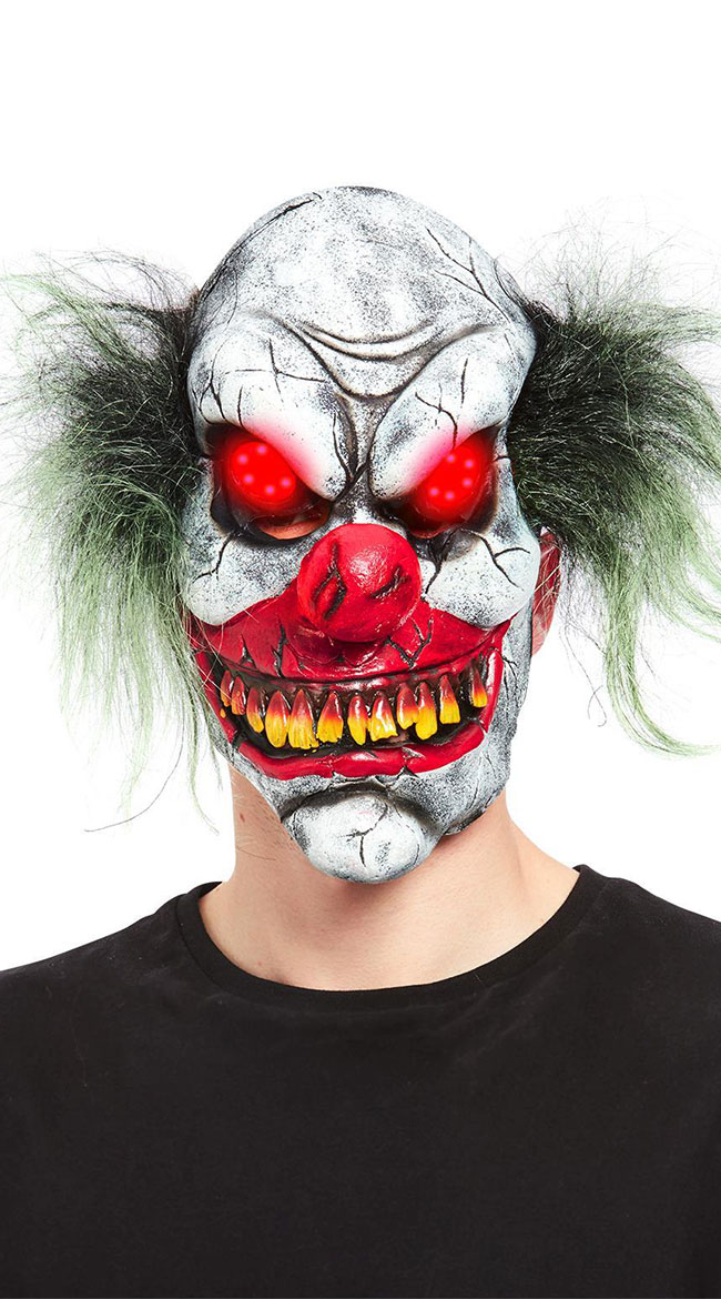 Evil Clown Light Up Mask, Clown Costume Accessory
