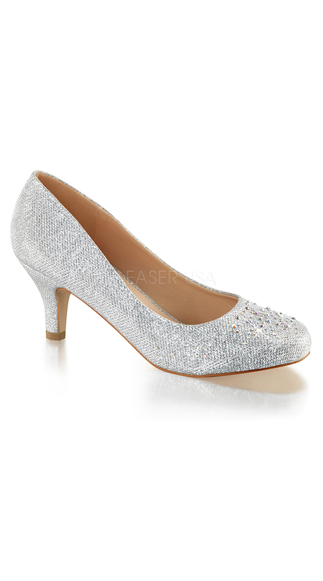 2 1/2" Rhinestone Kitten Heel, Kitten Heel Pumps, Rhinestone Heels