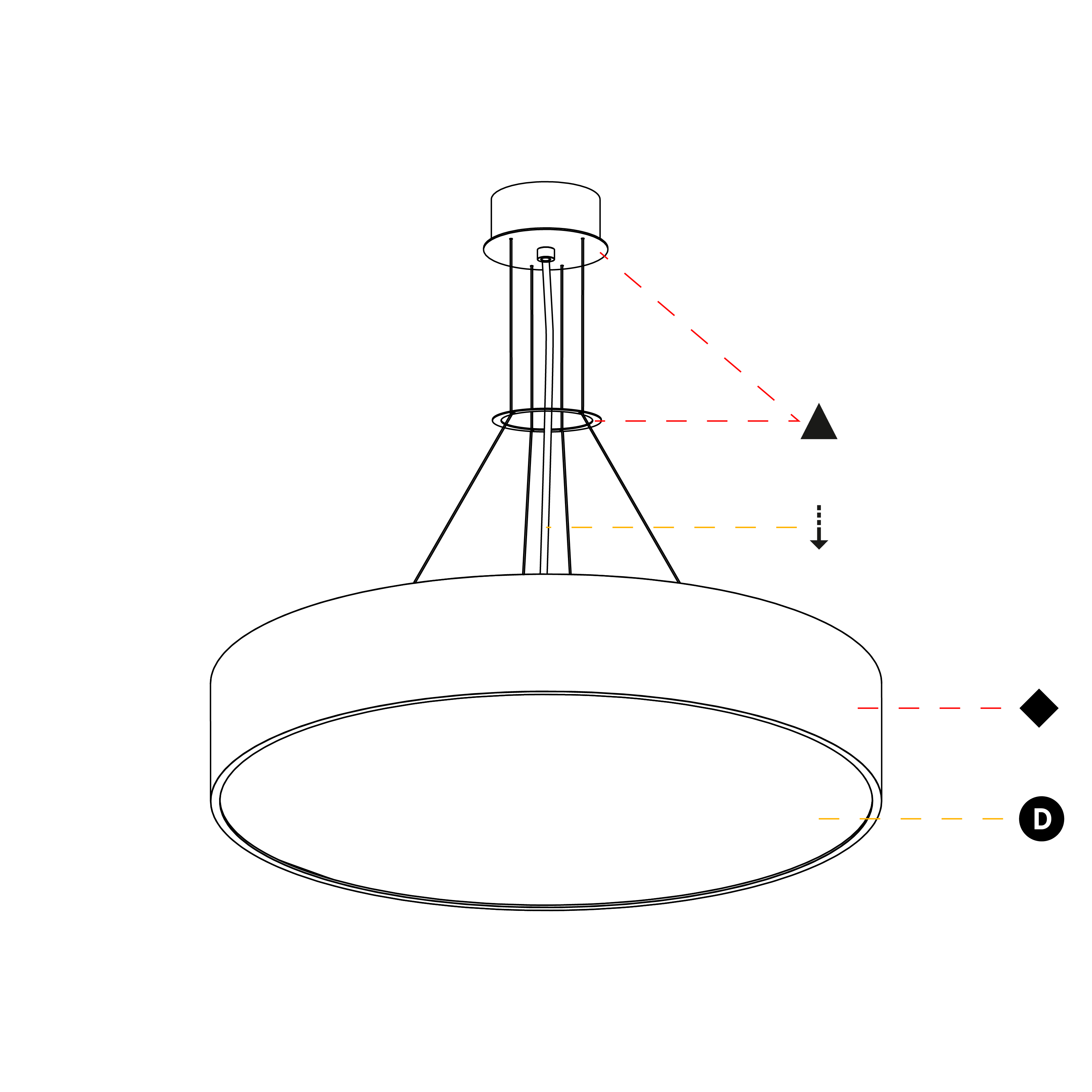 Sign Suspension Direct 650mm / 25 3/5" 66.5W LED (Zhaga Standard) 2700K / 3000K