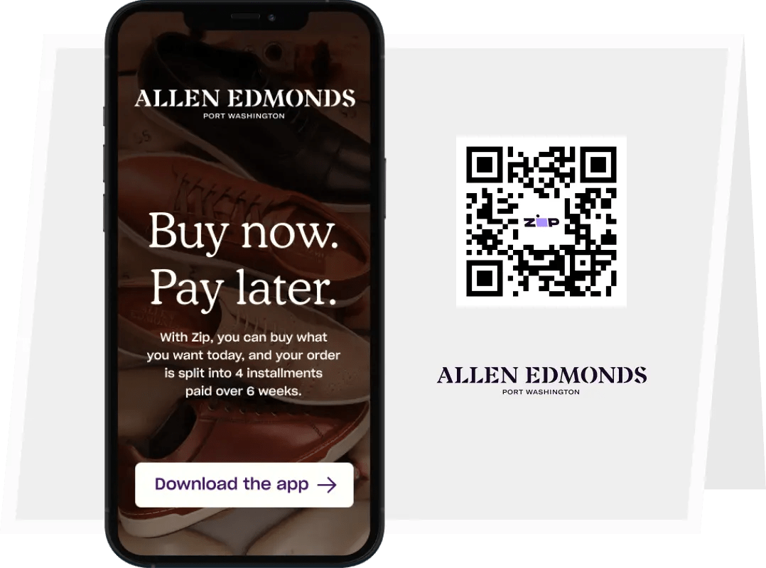 Accept Zip payments in store Zip, previously Quadpay