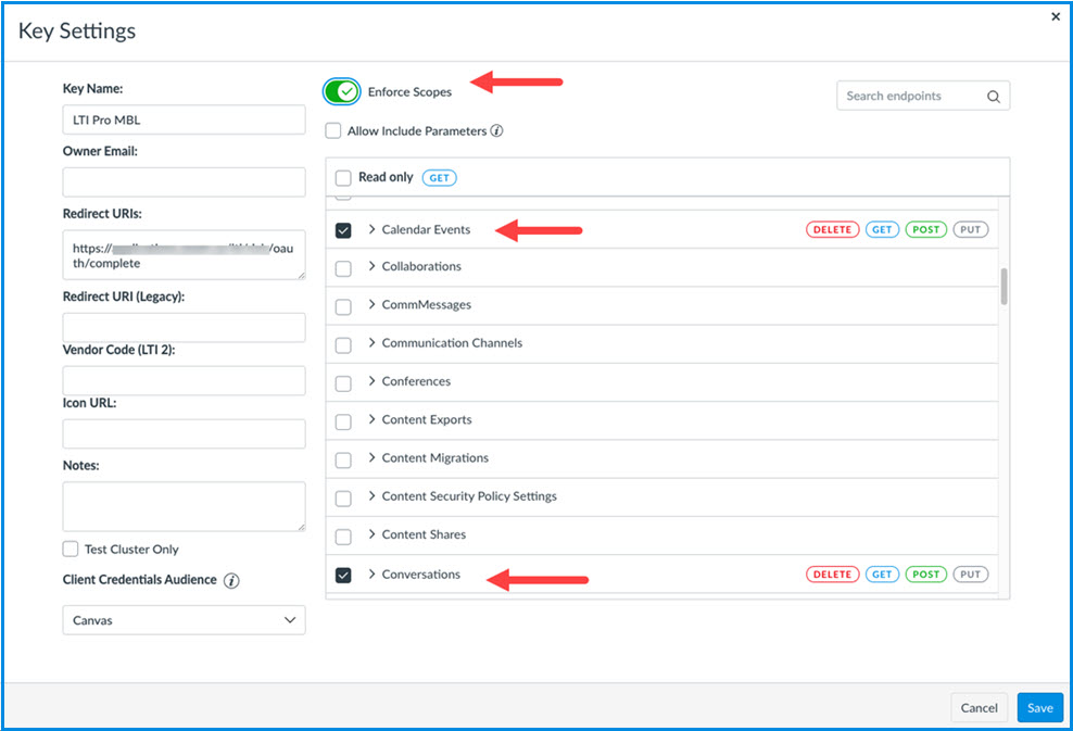 Configuring LTI Pro 1.3 for Canvas Calendar and Conversations Zoom