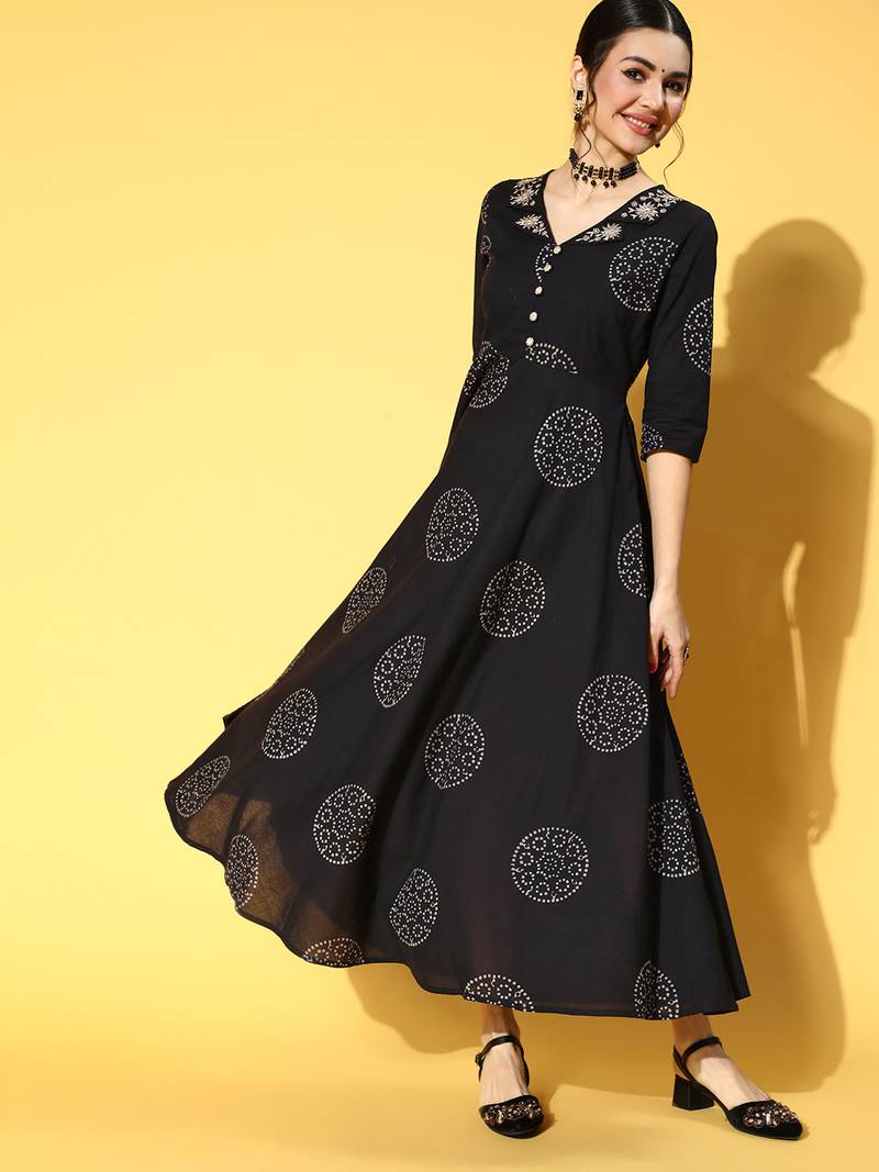 Black printed cotton maxidresses YUFTA 3765128