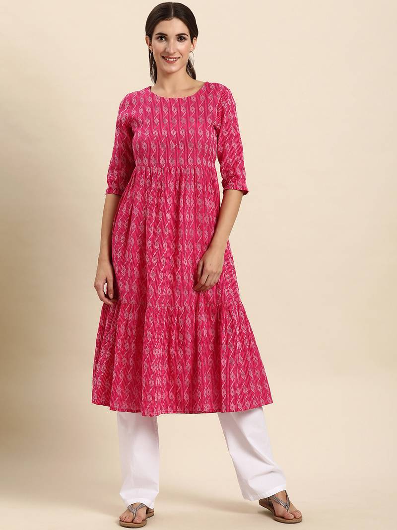 Pink woven cotton longdresses Janasya 3770097