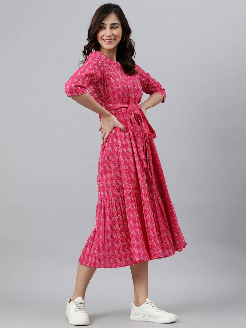 Pink woven cotton longdresses Janasya 3775310