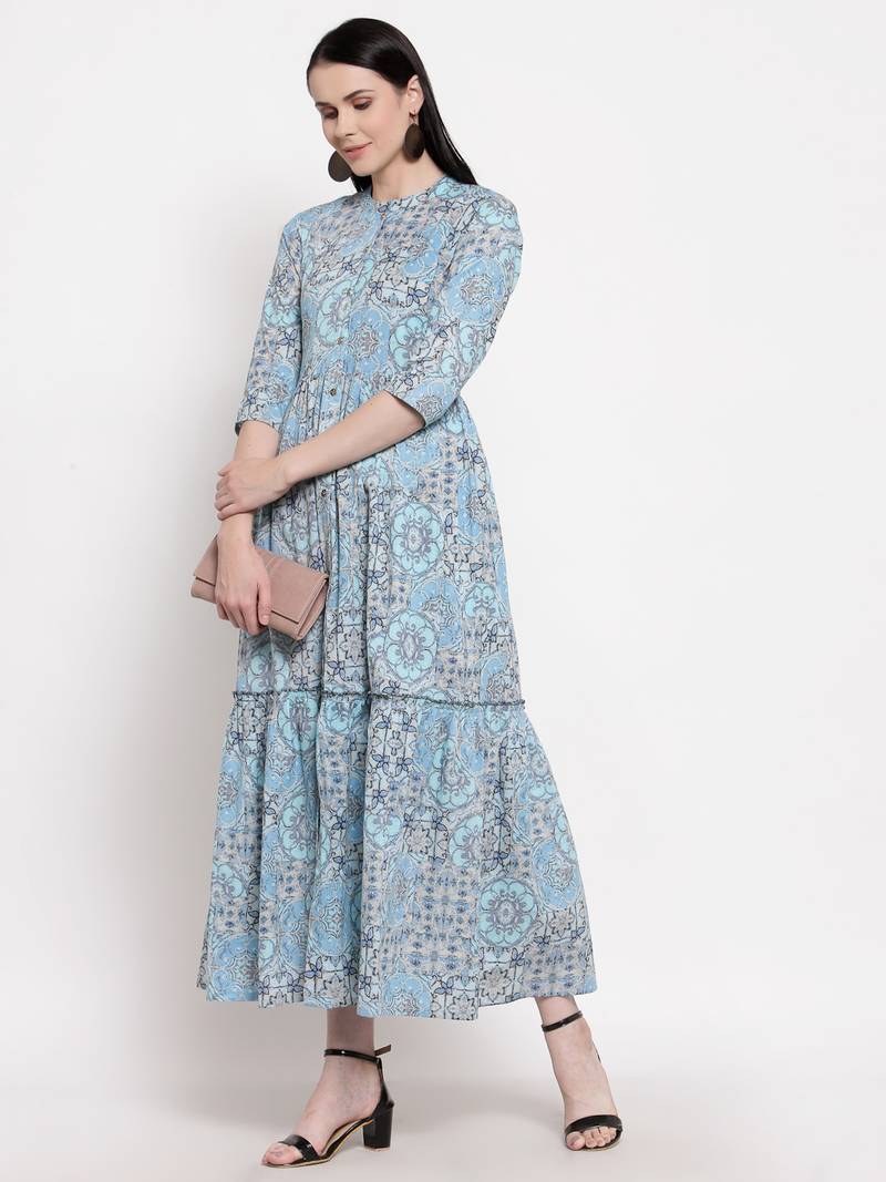 Blue printed cotton maxidresses indibelle 3828352