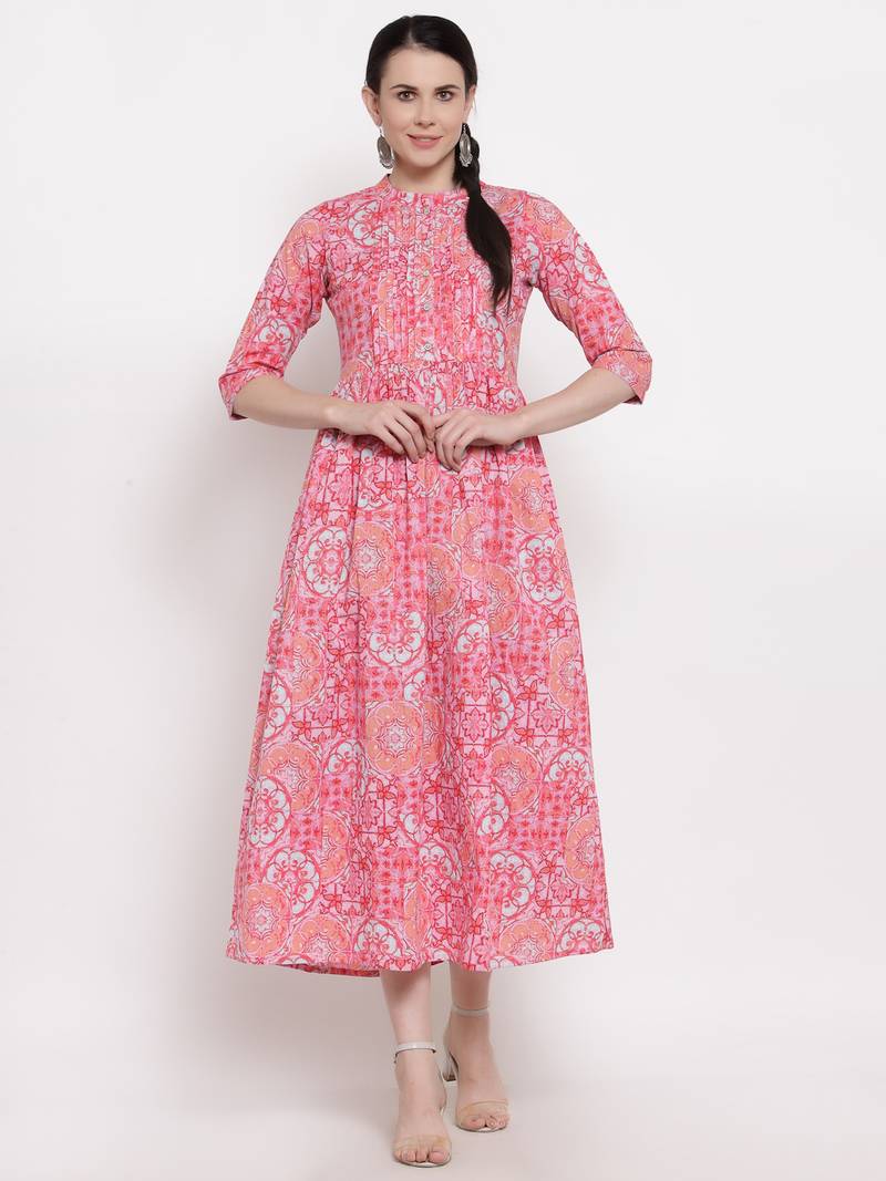 Pink printed cotton maxidresses indibelle 3828358