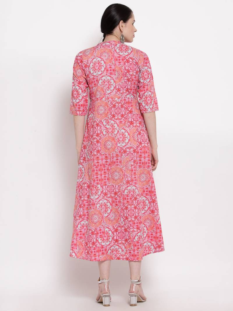 Pink printed cotton maxidresses indibelle 3828358