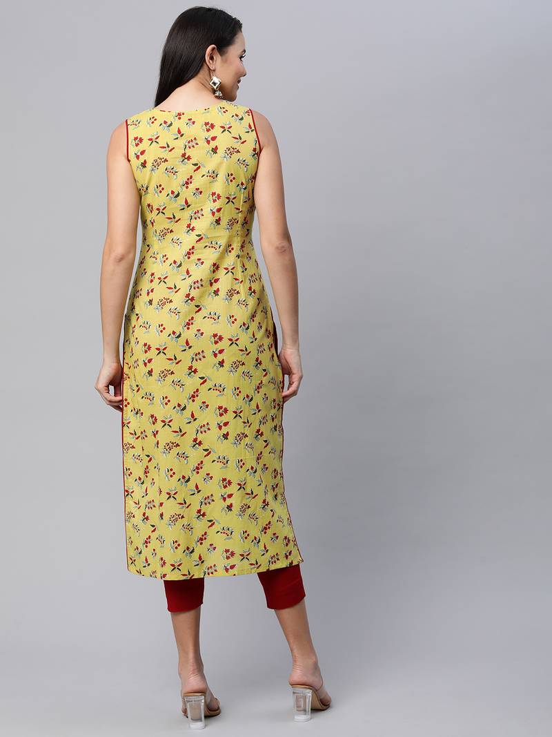 Yellow printed cotton cottonkurtis Kami Kubi 3856117
