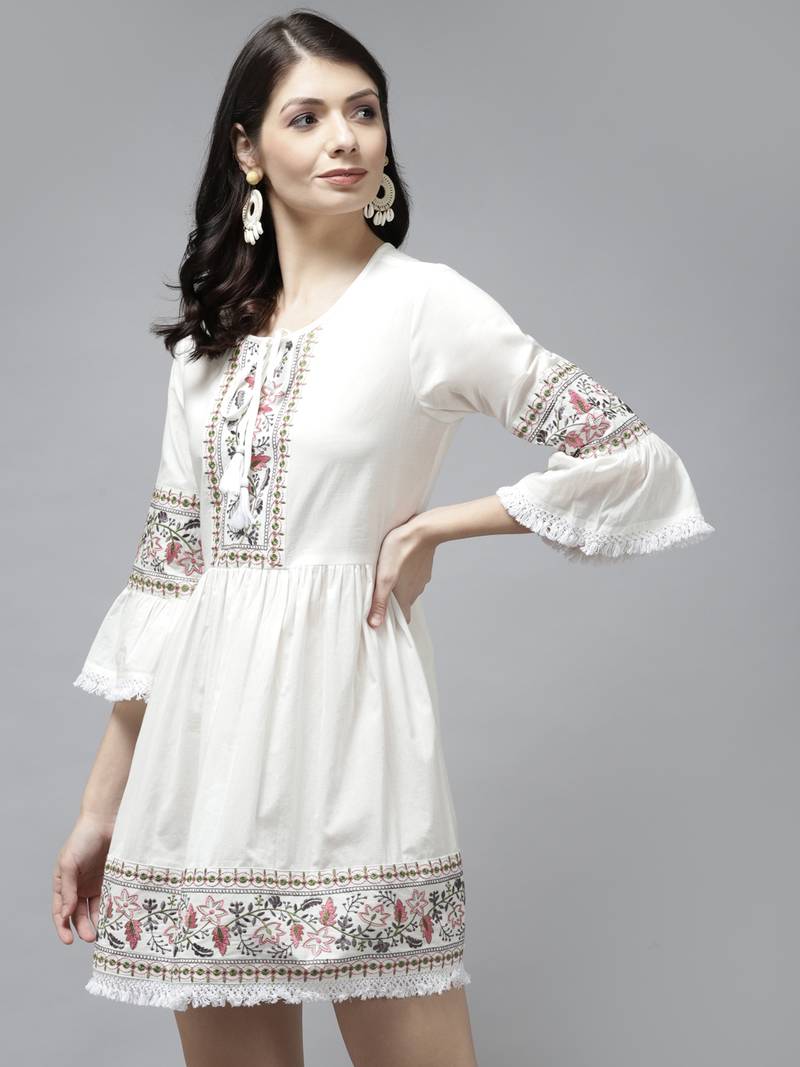 White embroidered cotton longdresses YUFTA 3865477