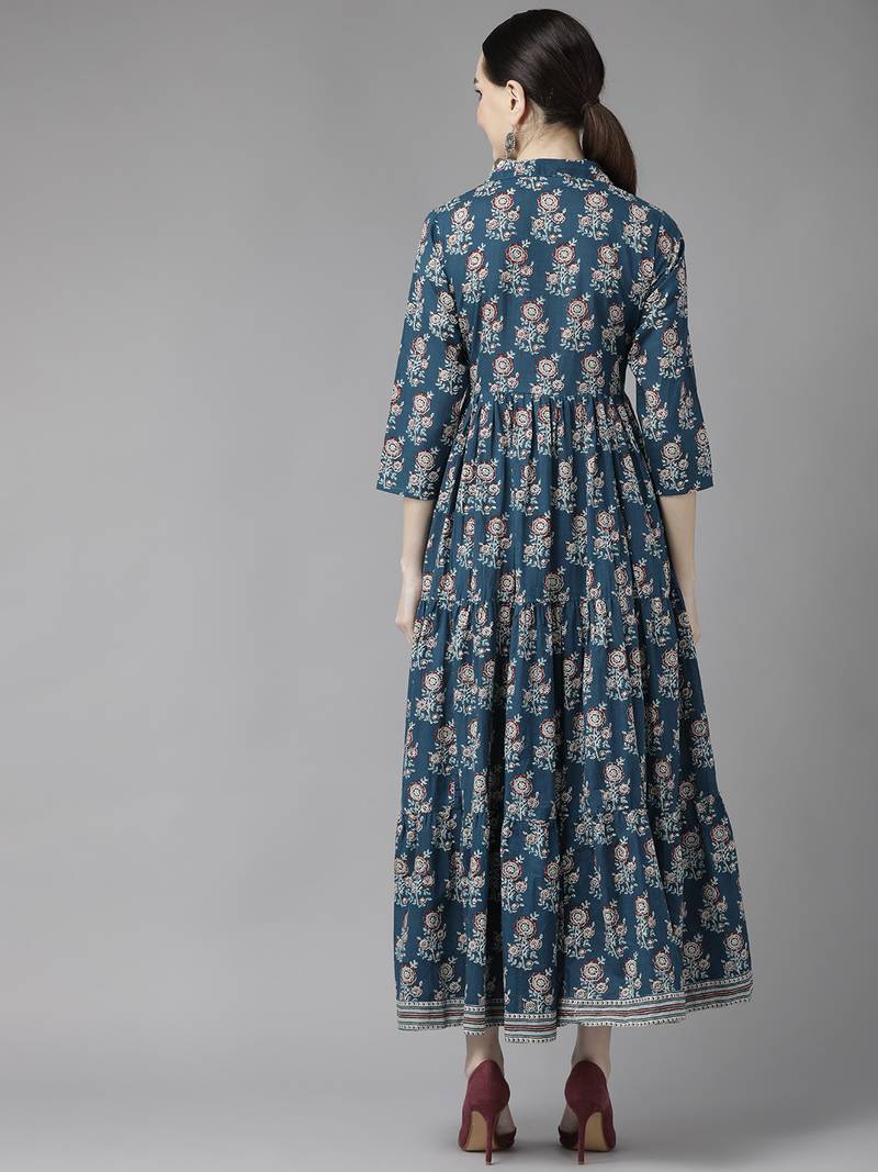 Blue printed cotton longdresses YUFTA 3916000