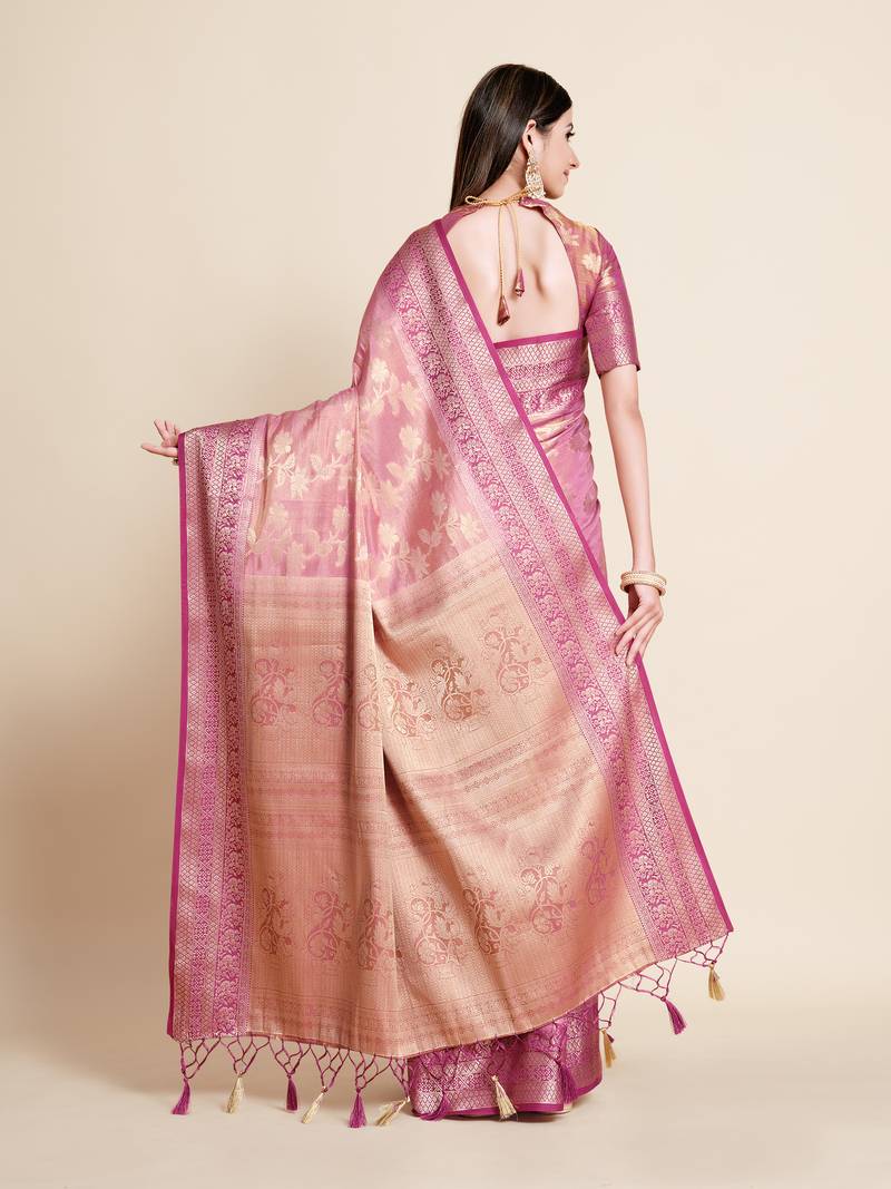 Pink woven art silk saree with blouse MIMOSA 3969300