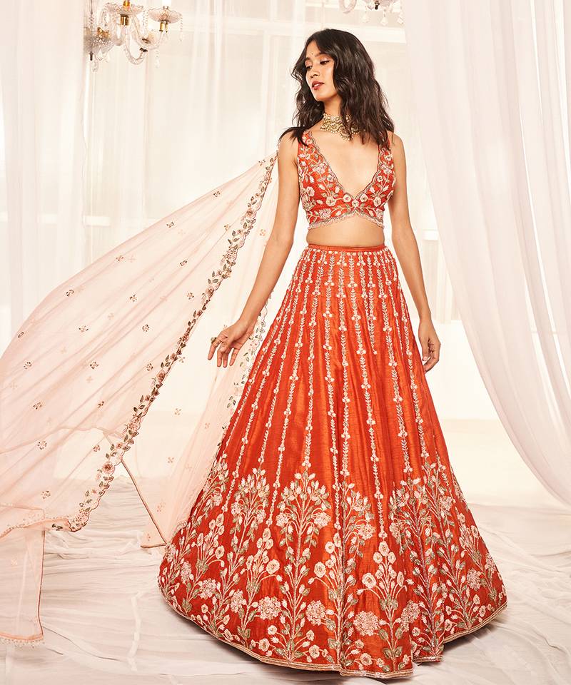 Burnt Orange Bridal Lehenga Set DISHA MUCHHALA 4205541