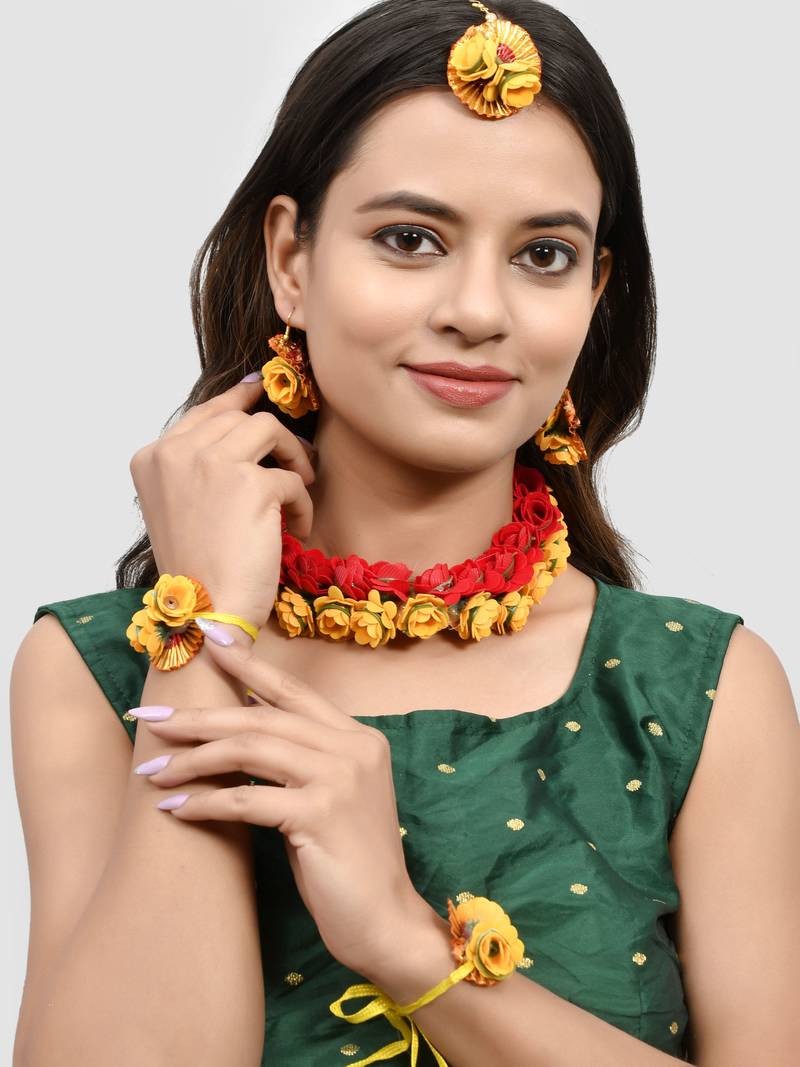 Mehndi haldi flower jewellery set Silvermerc Designs 4266167