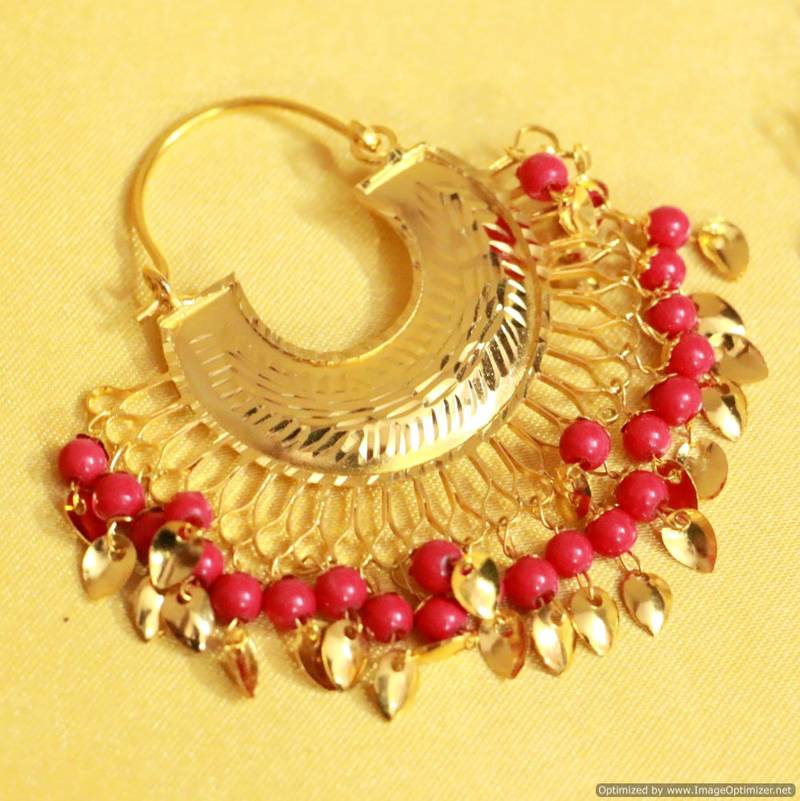 Gold Look Chaand Baali Jadau Punjabi Earrings Sanvi Jewels Pvt. Ltd