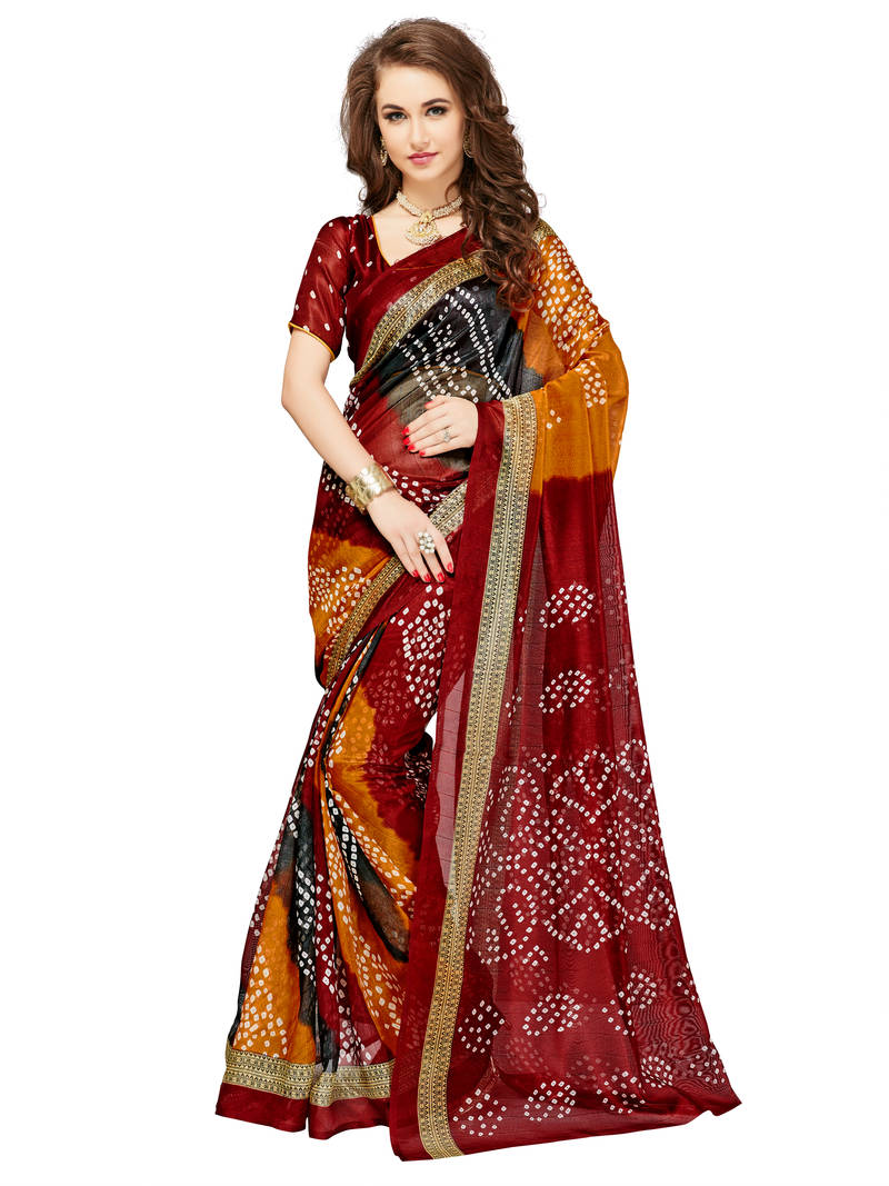 Multicolor printed art silk saree with blouse GLORY SAREES 1846677