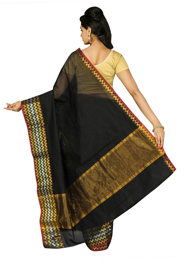 Black plain cotton silk saree Pavecha's 2064364