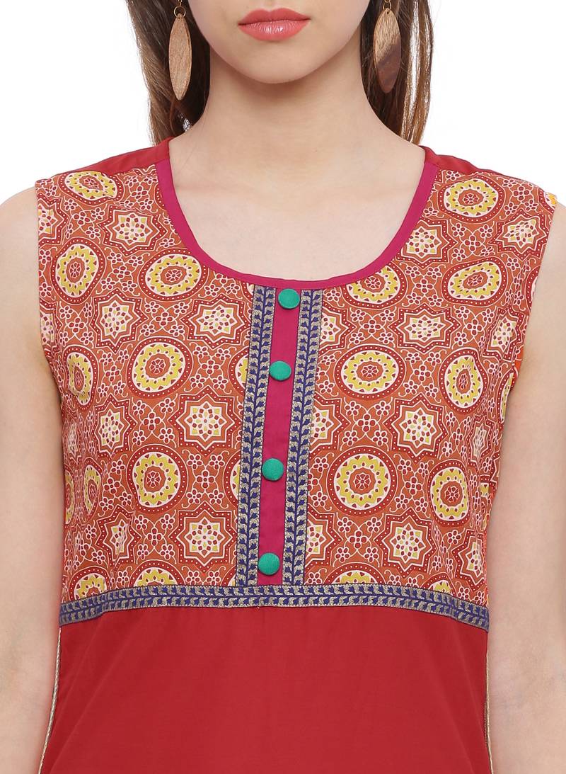 Red printed cotton stitched kurtasandkurtis UMBRELLA CLOTHING 2290772