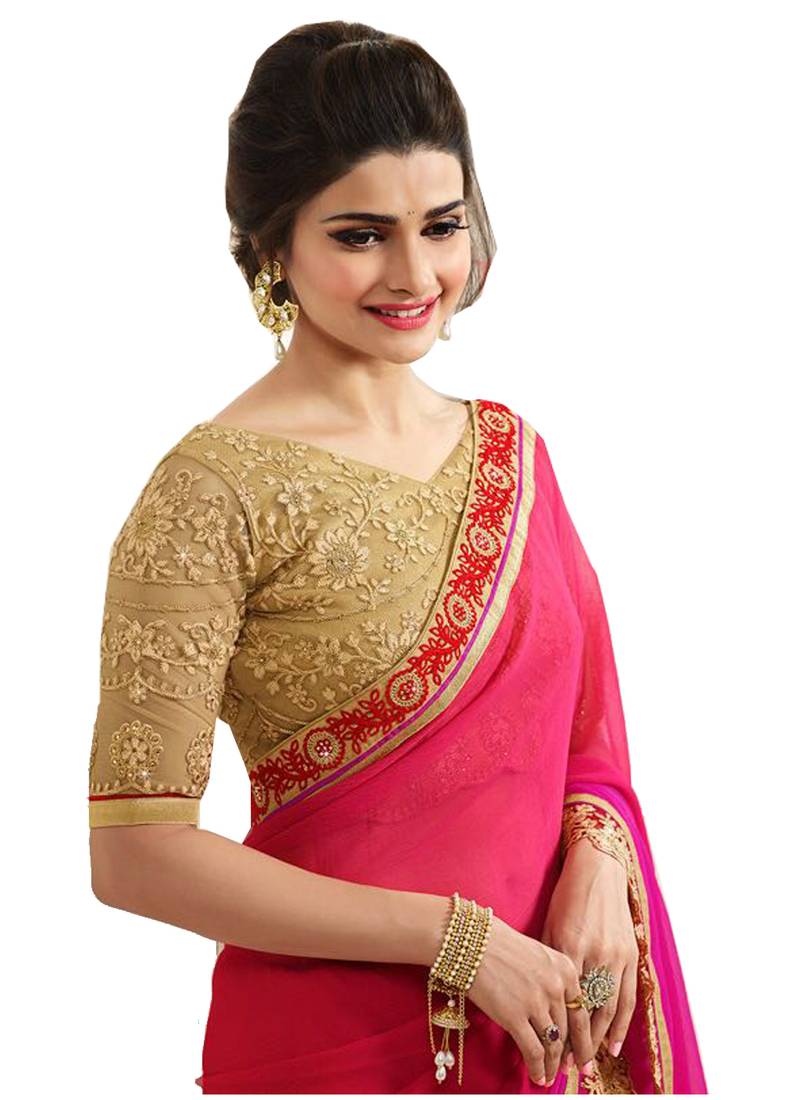 Pink embroidered saree with blouse Mannequin Store 2436404