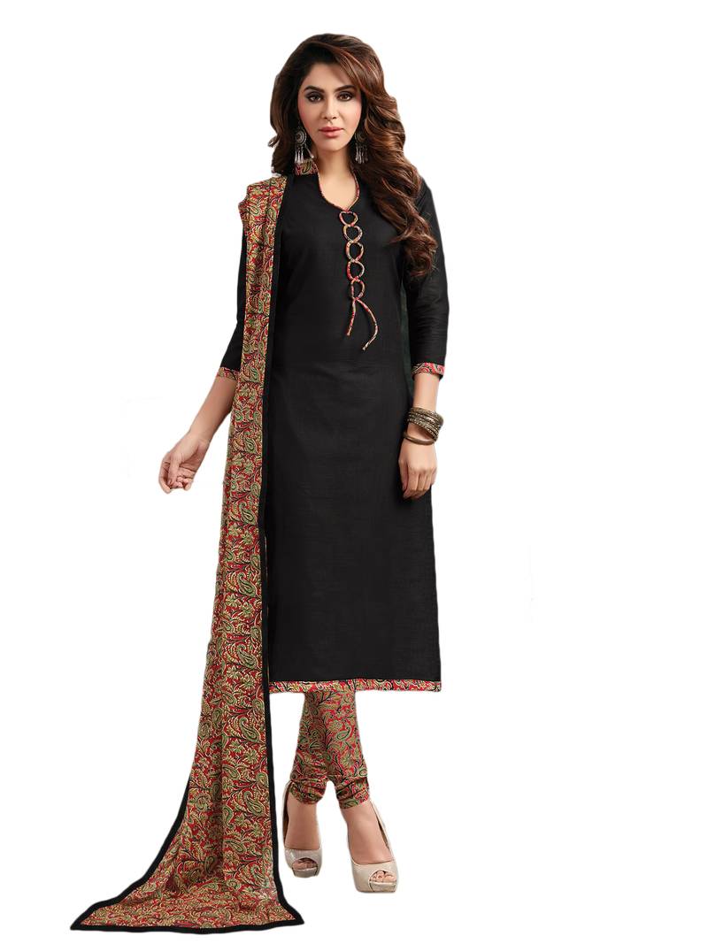 Umangnx Black plain cotton salwar kameez with dupatta UMANGNX 2462026